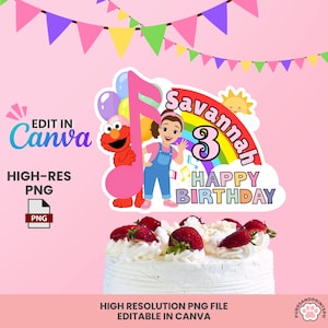 Miss Rachel Inspired Cake Topper for Girl – Editable Canva Template | Digital Download | DIY Birthday Party Decor | High-Resolution 300 DPI