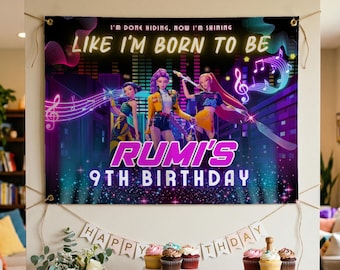Kpop Demon Hunter Backdrop, Editable Banner, Canva Template, Printable Party Background for Birthday Decor