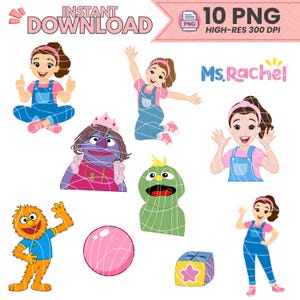 Miss Rachel PNG Clipart Bundle – 10 Digital Images | 300 DPI Transparent Files | Instant Download | Printable Cake Toppers & Party Decor 003