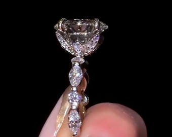 3.00ct Round Cut Lab Diamond Engagement Ring Set: 14K Yellow Gold Bridal Jewelry
