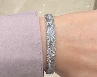 5CT Runt & Baguette Lab Grown Diamond Armband | 14K Gult Guld