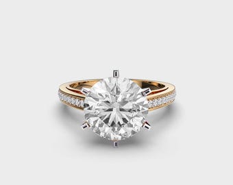 4CT Round Lab Diamond Engagement Ring | 14K Gold Solitaire