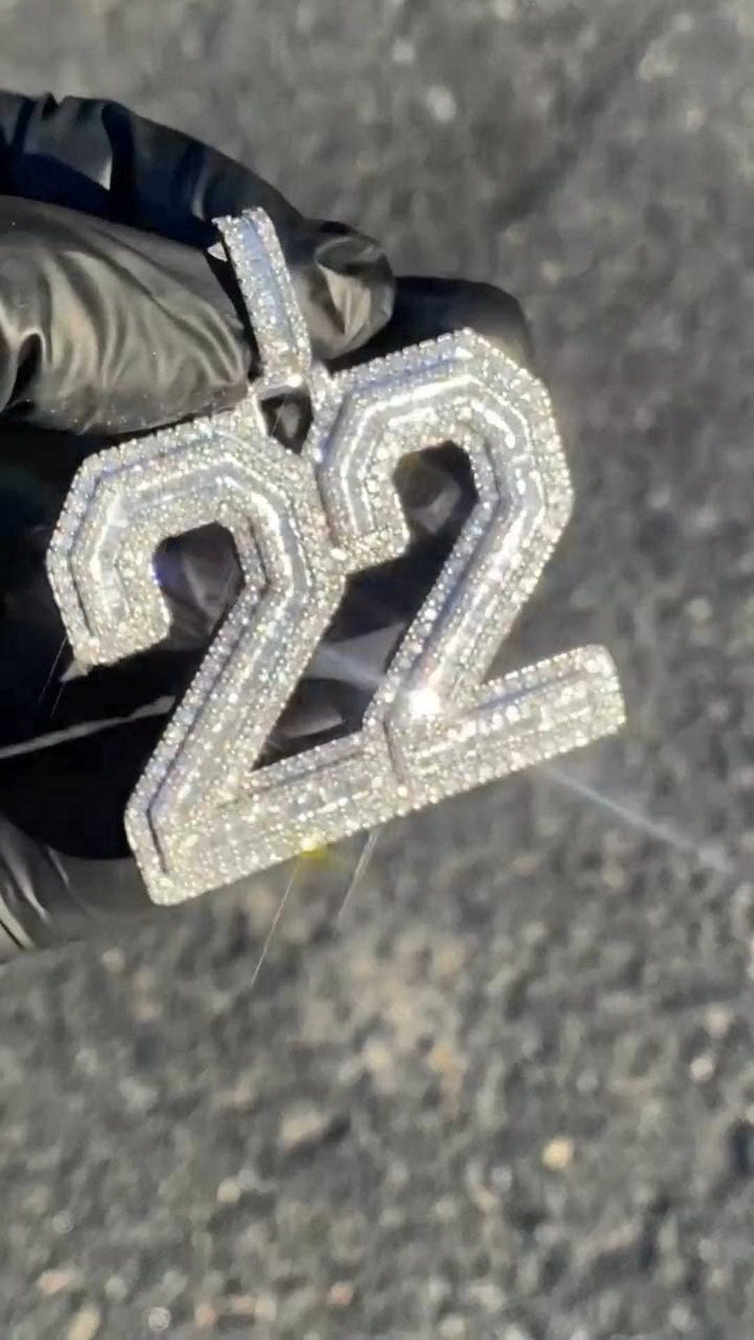 10CT Custom 22 Diamond Number Pendant, Iced Out Baguette Diamond Hip ...