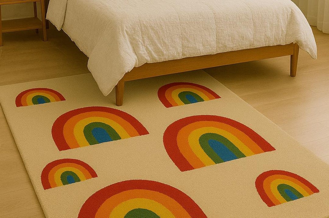 Rainbow Rocks Rug Handtufted Rainbow Rug – Modern Colorful Handmade Area Rug for Bedroom ...