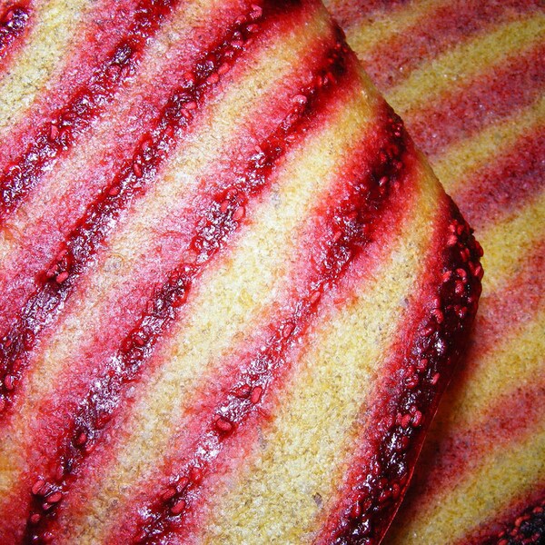 Pineapple fruit leather with Raspberry pin stripes