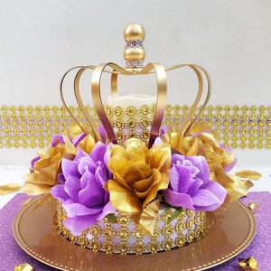 Crown Lavender and Gold Baby Shower Centerpiece / Girls Royal - Etsy