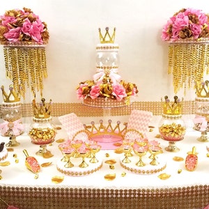 Pink Gold Baby Shower Decorations Girl Kit, Royal Princess Baby