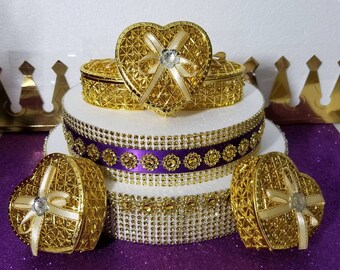 12 New Prince Ss Baby Shower Gold Heart Favors For Royal Baby Etsy