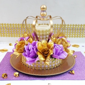 Crown Lavender and Gold Baby Shower Centerpiece / Girls Royal - Etsy