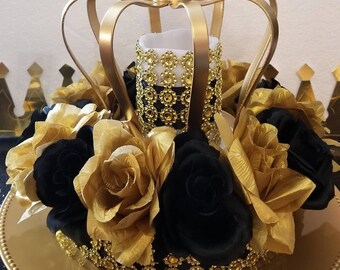 Black and gold hotsell baby shower centerpieces