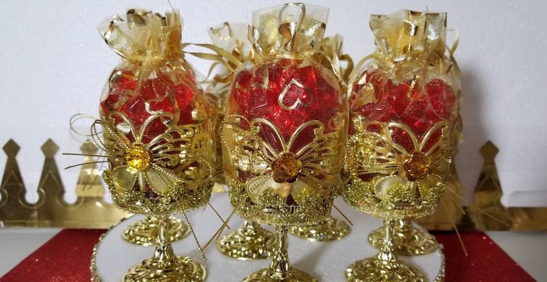 12 NEW Gold Cup Favors For Prince Baby Shower Perfect for a Boys RED and GOLD Baby Shower Theme and Prince Party Decorations