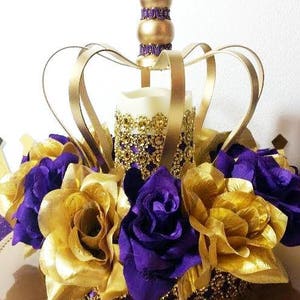 Purple and Gold Baby Shower CROWN Centerpiece / Royal Purple - Etsy