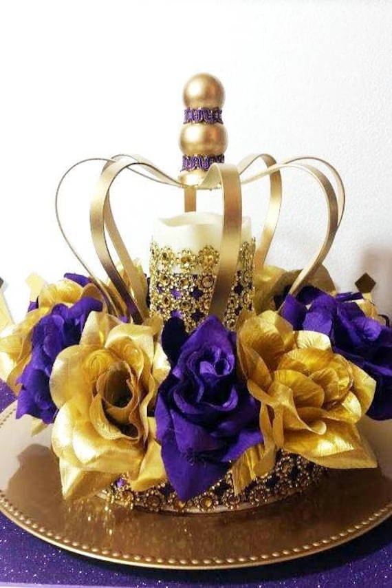 Purple And Gold Baby Shower Crown Centerpiece Royal Purple Etsy