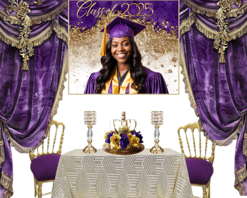 Backdrop Royal Purple And Gold Baby Shower Decorations Shop Purple