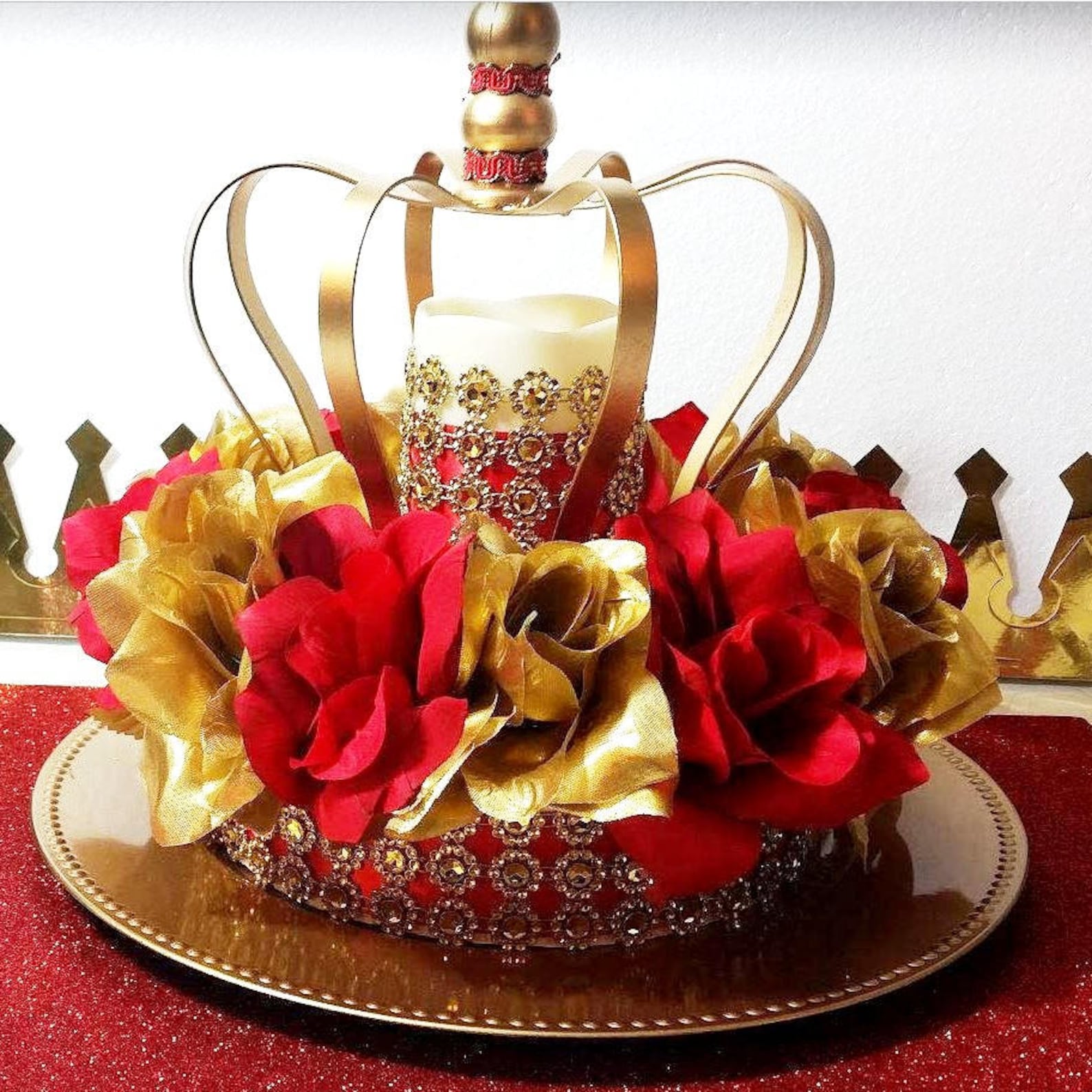 NEW Red and Gold Baby Shower CROWN Centerpiece / Boys Red and Etsy