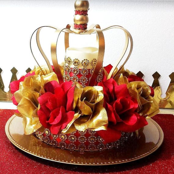 NEW Red and Gold Baby Shower CROWN Centerpiece / Boys Red and Gold Prince  Baby Shower Theme and Decorations 