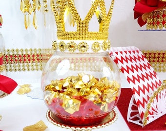 NEW Red and Gold Baby Shower CROWN Centerpiece / Boys Red and Gold Prince  Baby Shower Theme and Decorations 