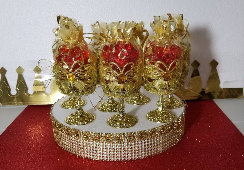12 NEW Gold Cup Favors For Prince Baby Shower Perfect for a Boys RED and GOLD Baby Shower Theme and Prince Party Decorations