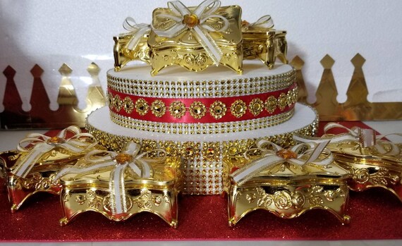 12 New Gold Jewerly Chest Favors Perfect For Red And Gold Baby