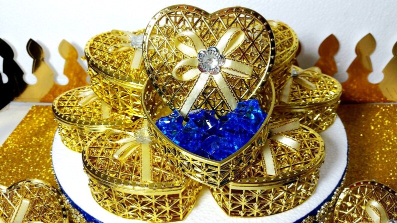 12 New Prince Baby Shower Gold Heart Favors For Royal Baby Etsy