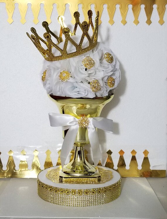 Gold Trumpet Vase White Flower Ball Brooches Prince Ss Baby Shower Gold Trumpet Vase White Flower Ball Brooches Prince Ss Baby Shower