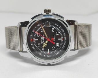 Vintage Citizen Automatic Watch: Black Dial, Day & Date, Japan Made