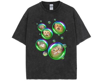 Camiseta clásica con estampado de gato. Una camiseta vintage para amantes de los gatos.