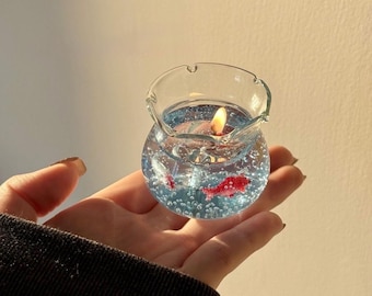 Japanese Bubble Fish Tank Candle: Mini Gel Wax Decor, Fresh Freesia Scent