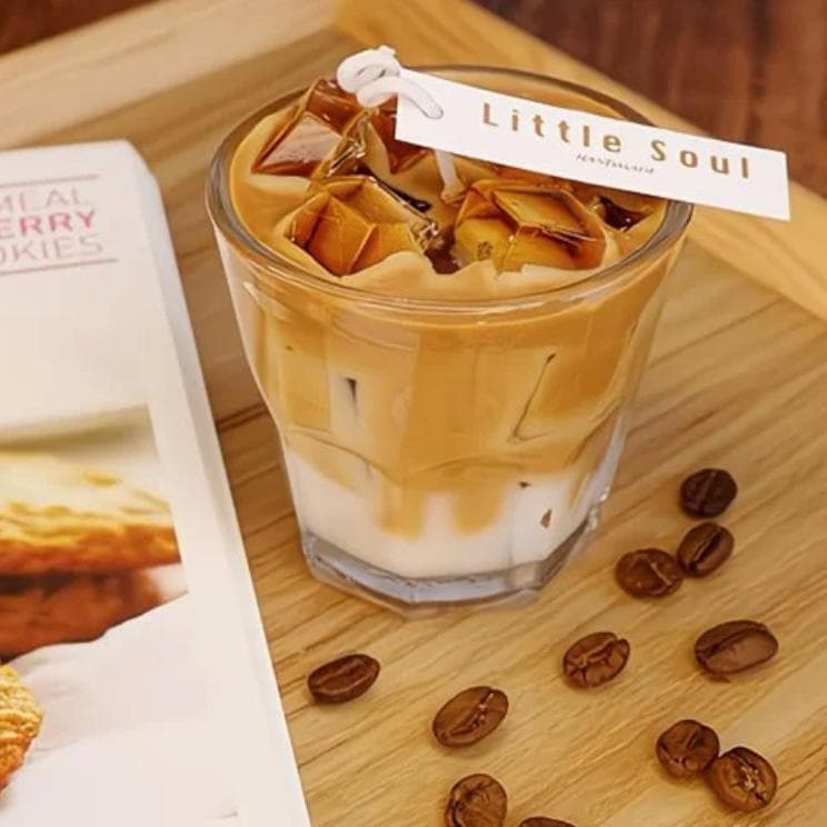 Realistic Scented Coffee Latte Food Candle: Handmade Soy Wax Candle | Home Living Aesthetic Decor | Funny Gift | Vanilla Caramel Scent