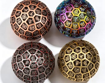 Bola de dados metálicos grandes D100: 50 mm, TTRPG, DND