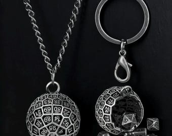 Llavero con dados de metal D100: Juego de rol poliédrico de 7 piezas
