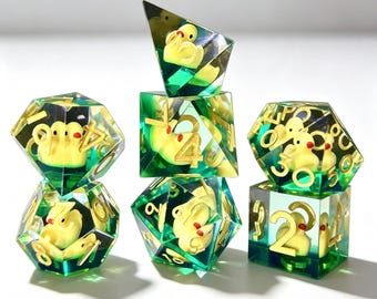 Duckling Solid Core Dice Set, Resin Polyhedral D&D Dice