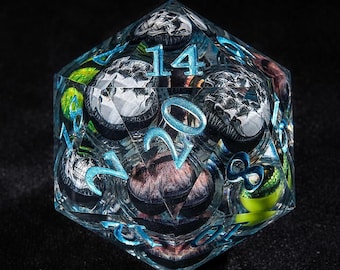 Giant Moving Eyes 95 mm D20 Dice: Dungeons and Dragons Polyhedral RPG for DND and TTRPGs, collector unique handmade dice