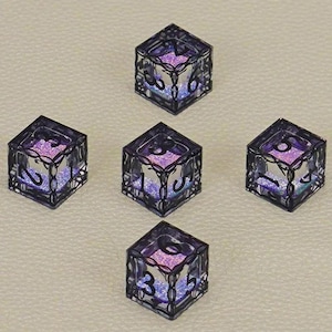 Numbered Glitter Core Resin D6 Dice Set: Sharp Edge, D&D, dried flower