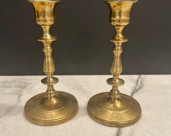 Pair of Vintage Brass Gold Candlesticks