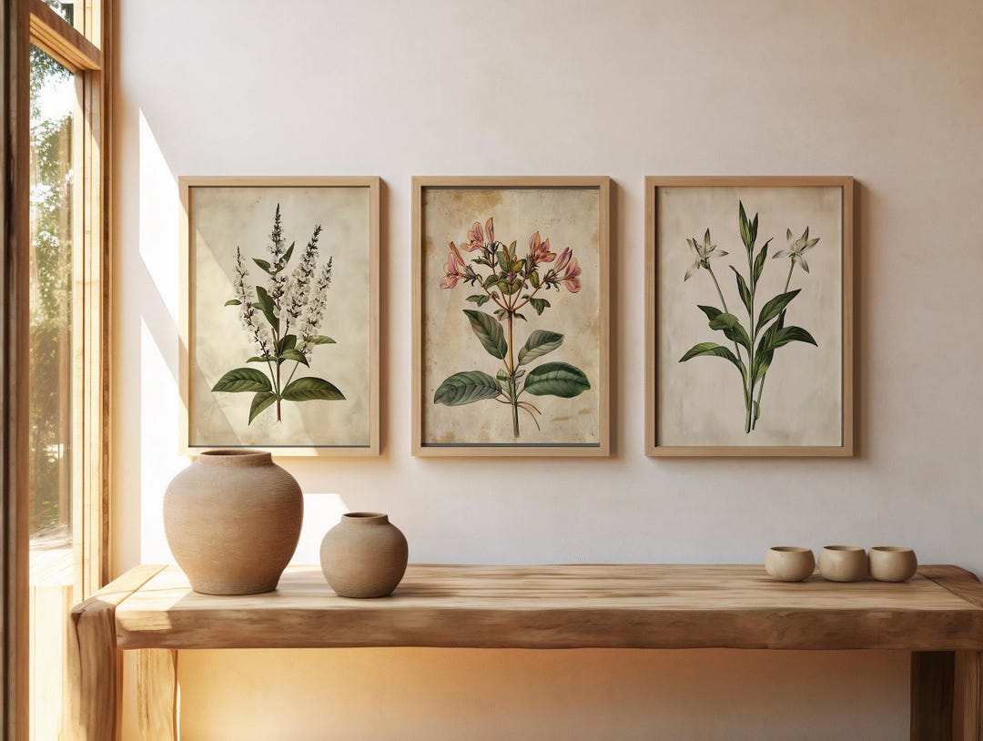Vintage Botanical Prints | Antique Flower Illustration Set (digital ...