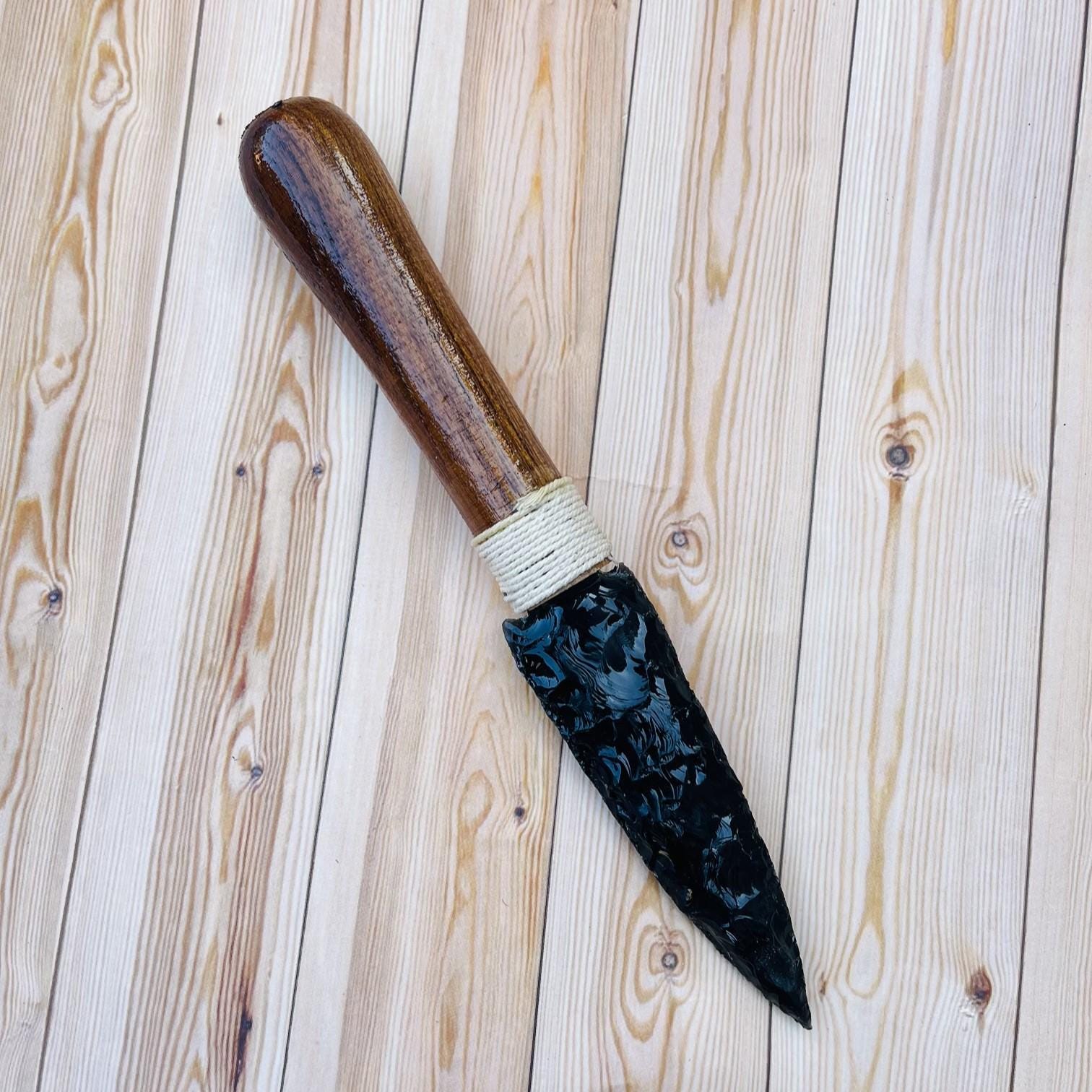 8 Inch Obsidian Arrowhead, Knife With Handle | Handmade Blade | Healing ...