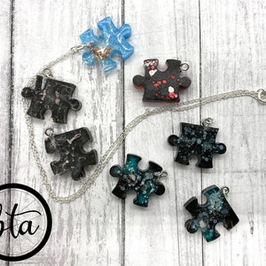 Resin Puzzle Piece Necklace, Best Friend Necklace, Puzzle Piece Charms, Best Friend Gift, Birthday Gift for Best Friend, Matching Jewelry