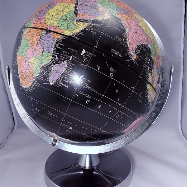 Vintage 11 pulgadas Enciclopedia Británica océano negro Globe excelentes condiciones