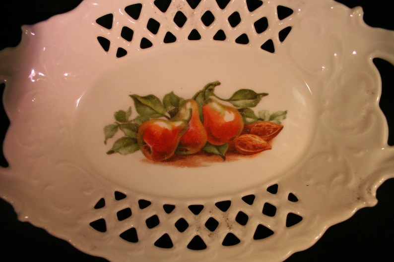 Vintage Bone China Hand Painted Butter Dish