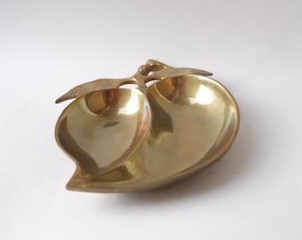 Vintage Brass Apple Tray with Two Pockets