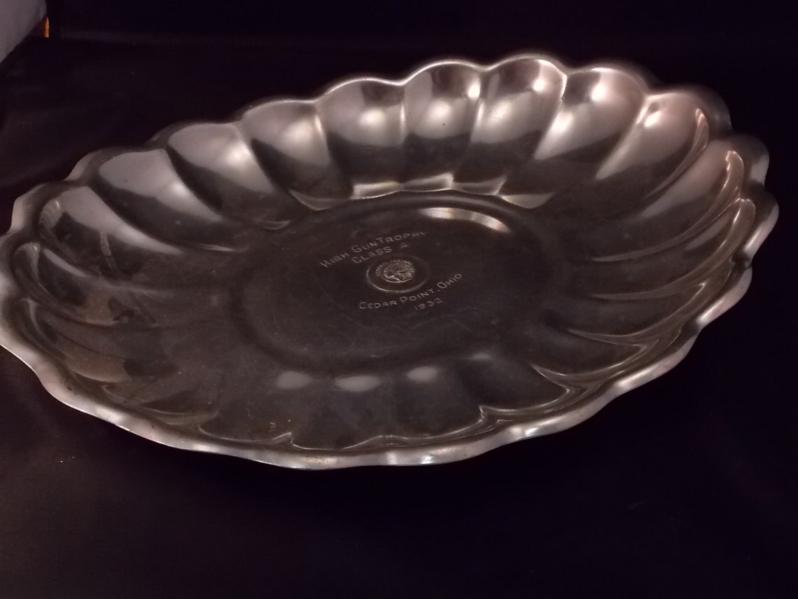 Vintage Scalloped Edge Pewter Reed and Barton L10 Trophy Tray Etsy