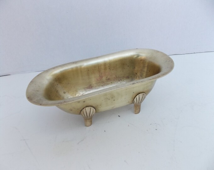 Small Vintage Brass Bathtub Bowl Soap Dish Etsy
