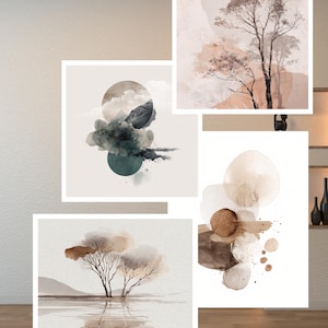 Japandi Wall Art Set: Minimalist Landscape Prints (Digital Download), For Office or Home