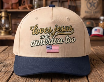 Liebe Jesus und Amerika auch Trucker-Mütze, christlich gestickte Cap, Retro Glaube Baseballmütze, America Pride Snapback