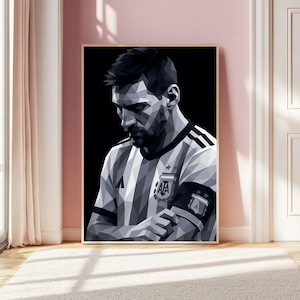 Lionel Messi Argentina Poster | Soccer Wall Art | Football Player Print | Sports Poster | Soccer Gift | Messi Bedroom Decor