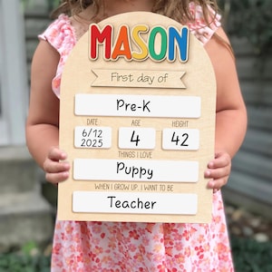 Custom First Day of School Sign, Back to School Sign, Preschool, Kindergarten 1st Day of School Sign, School Board, Last Day of School Sign