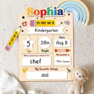 First And Last Day Of School Sign, Reusable Back to School Sign For Photos, Reusable Dry Erase Board, Custom Name 1st Day Of School Board