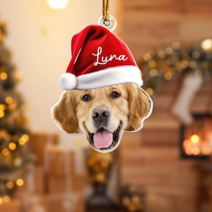 Pet Funny Christmas Face - Personalized Pet Photo Ornament, First Christmas Ornament Gift for Dog Lover Gift , Cat Ornament Custom Cat