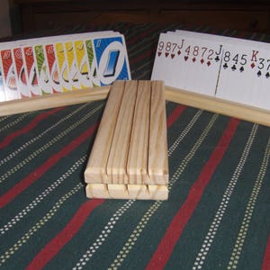 Set of 5 Playing card holders wood 画像 2